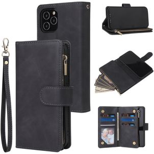 Mobigear Zipper Housse iPhone 12 Etui Porte-Monnaie - Noir