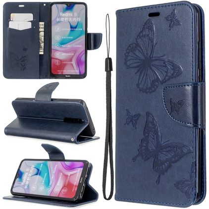 Mobigear Butterfly Housse Xiaomi Redmi 8A Etui Porte-Monnaie - Bleu