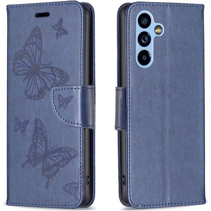 Mobigear Butterfly Housse Samsung Galaxy A54 Etui Porte-Monnaie - Bleu
