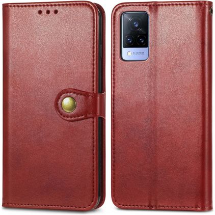 Mobigear Snap Button Housse Vivo V21 Etui Porte-Monnaie - Rouge