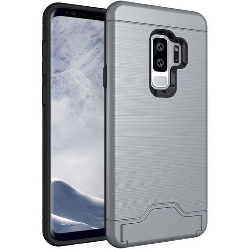 Mobigear Card Coque Samsung Galaxy S9 Plus Coque arrière Rigide Anti-Chocs avec Porte-Cartes - Gris