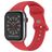 Mobigear Sport Dual Bracelet Silicone pour Apple Watch Fermeture à clou et passant - 49/46/45/44 mm - Rouge foncé