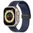 Mobigear Stripe Mag Bracelet Silicone Apple Watch Fermeture magnétique - 49/46/45/44 mm - Noir / Dark Blue