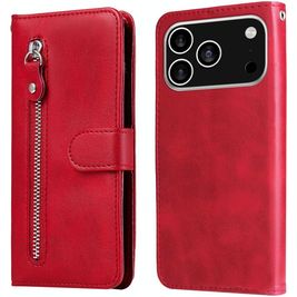 Mobigear Zipper Housse iPhone 17 Pro Etui Porte-Monnaie - Rouge