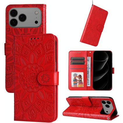 Mobigear Sunflower iPhone 17 Pro Max Étui Portefeuille - Rouge