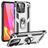 Mobigear Armor Ring Coque Xiaomi Redmi 10C Coque arrière Rigide Anti-Chocs avec Anneau-Support - Argent
