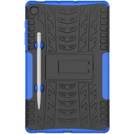 Mobigear Tire Coque Samsung Galaxy Tab S6 Lite Coque Arrière Rigide Antichoc + Porte-crayon + Support Amovible - Noir / Bleu