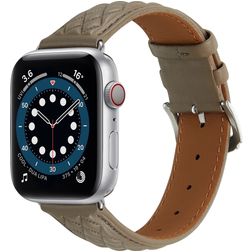 Mobigear Genova Bracelet Cuir Apple Watch Fermeture boucle ardillon - 42/41/40/38 mm - Gris