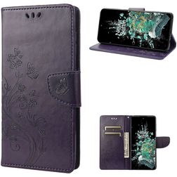 Mobigear Butterfly Housse OnePlus 10T Etui Porte-Monnaie - Violet