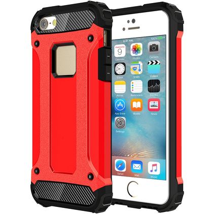 Mobigear Outdoor Coque iPhone SE (2016) Coque arrière Rigide Anti-Chocs - Rouge