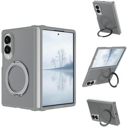 Mobigear 360 Rotating Ring Samsung Galaxy Z Fold 8 Ultra MagSafe Plastique rigide Coque arrière avec bague de maintien - Gris
