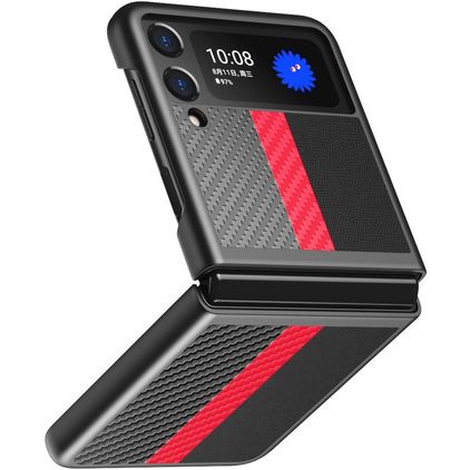 Mobigear Racing Coque Samsung Galaxy Z Flip 3 Coque arrière Rigide - Noir / Rouge