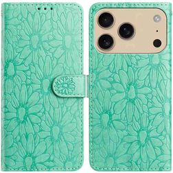 Mobigear Flowers Housse iPhone 17 Pro Etui Porte-Monnaie - Vert