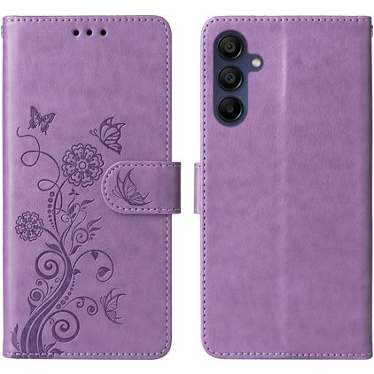 Mobigear Flowers Housse Samsung Galaxy A17 Etui Porte-Monnaie - Violet