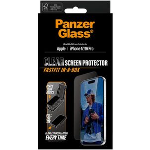 PanzerGlass FastFit iPhone 16 Pro Verre trempé Protection d'écran Confidentialité - Compatible Coque