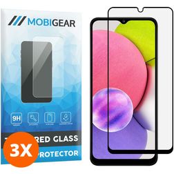 Mobigear Premium Samsung Galaxy A03s Verre trempé Protection d'écran - Compatible Coque - Noir (Lot de 3)
