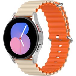 Mobigear Ocean Bracelet Silicone Smartwatch Fermeture boucle ardillon - Connexion universelle de 22 mm - Orange / Lumière stellaire