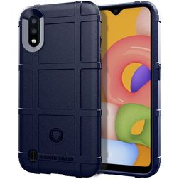 Mobigear Rugged Shield Coque Samsung Galaxy A01 Coque arrière en TPU Souple Anti-Chocs - Bleu