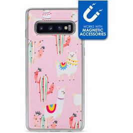 My Style Magneta Coque Samsung Galaxy S10 Coque arrière en TPU Souple - Pink Alpaca