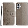 Mobigear Flowers Housse iPhone 16 Etui Porte-Monnaie - Gris