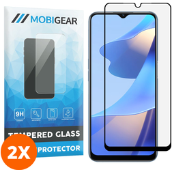 Mobigear Premium OPPO A16 Verre trempé Protection d'écran - Compatible Coque - Noir (Lot de 2)