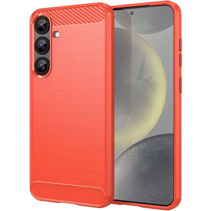 Mobigear Brushed Slim Coque Samsung Galaxy S25 Plus Coque arrière en TPU Souple - Rouge