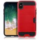 Mobigear Brushed Card Coque iPhone XR Coque arrière Rigide Anti-Chocs avec Porte-Cartes - Rouge