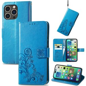 Mobigear Clover Housse iPhone 15 Pro Etui Porte-Monnaie - Bleu