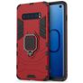 Mobigear Armor Ring Coque Samsung Galaxy S10 Coque arrière Rigide Anti-Chocs avec Anneau-Support - Rouge