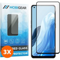 Mobigear Premium OPPO Reno 8 Lite Verre trempé Protection d'écran - Compatible Coque - Noir (Lot de 3)