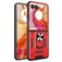 Mobigear Armor Ring Motorola Razr 50 Ultra Plastique rigide Coque arrière Antichoc avec bague de maintien - Rouge
