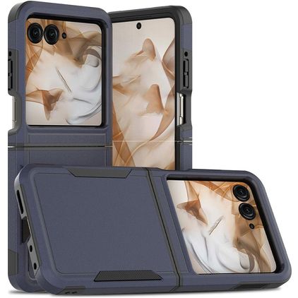 Mobigear Heavy Armor Motorola Razr 50 Plastique rigide Coque arrière Antichoc - Bleu foncé
