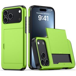 Mobigear Card Coque iPhone 18 Pro Max Coque arrière Rigide Anti-Chocs avec Porte-Cartes - Vert