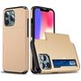Mobigear Card Coque iPhone 13 Pro Coque arrière Rigide Anti-Chocs avec Porte-Cartes - Or