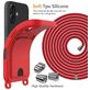 Mobigear Lanyard Card iPhone 16 Plus Coque avec cordon en Silicone et Porte-Cartes - Rouge
