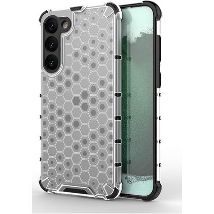 Mobigear Honeycomb Coque Samsung Galaxy S23 Plus Coque arrière Rigide Anti-Chocs - Blanc