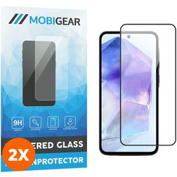 Mobigear Premium Samsung Galaxy A55 Verre trempé Protection d'écran - Compatible Coque - Noir (Lot de 2)