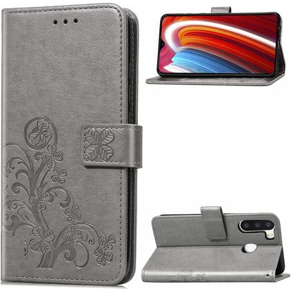 Mobigear Clover Samsung Galaxy A21 Étui Portefeuille - Gris