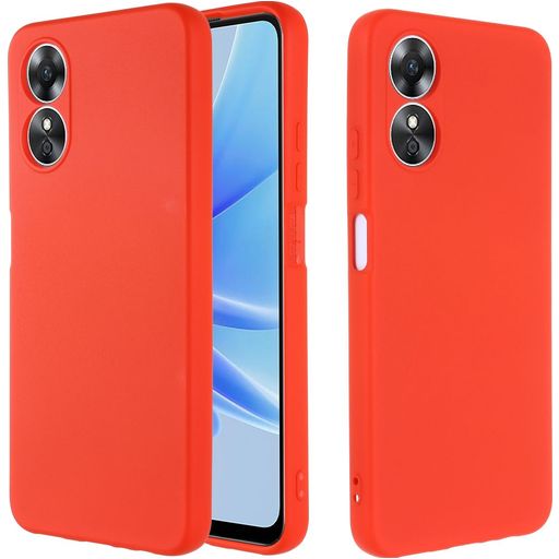 Mobigear Rubber Touch Coque OPPO A17 Coque arrière en Silicone - Rouge