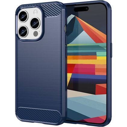 Mobigear Brushed Slim Coque iPhone 15 Pro Coque arrière en TPU Souple - Bleu