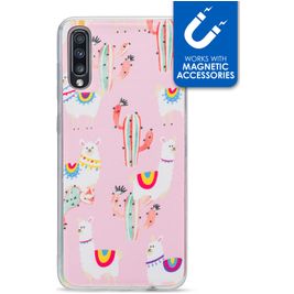 My Style Magneta Coque Samsung Galaxy A70 Coque arrière en TPU Souple - Pink Alpaca
