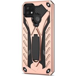 Mobigear Armor Stand Coque Realme C21Y Coque arrière Rigide Anti-Chocs avec Support Amovible - Rose doré
