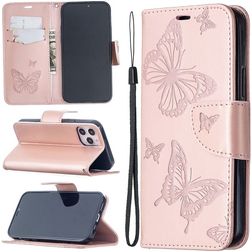 Mobigear Butterflies Bookcase Case Rose Gold Apple iPhone 12/12 Pro