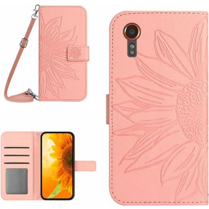 Mobigear Sunflower Housse Samsung Galaxy Xcover 7 Etui Porte-Monnaie - Rose