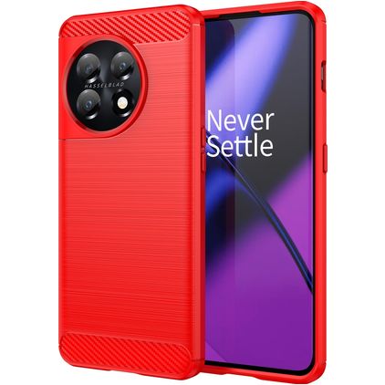 Mobigear Brushed Coque OnePlus 11 Coque arrière en TPU Souple - Rouge