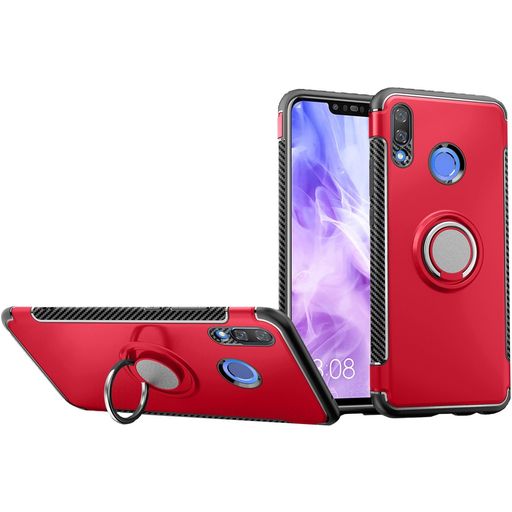 Mobigear Armor Ring Coque Huawei Nova 3 Coque arrière Rigide Anti-Chocs avec Anneau-Support - Rouge