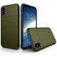 Mobigear Card Coque iPhone XS Coque arrière Rigide Anti-Chocs avec Porte-Cartes - Vert armée