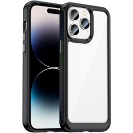 Mobigear Crystal Coque iPhone 14 Pro Max Coque arrière Rigide - Transparent / Noir