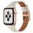 Mobigear Napoli Bracelet Cuir Apple Watch Fermeture boucle ardillon - 42/41/40/38 mm - Blanc