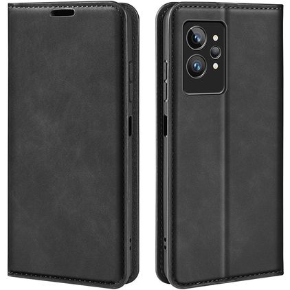 Mobigear Retro Slim Housse Realme GT2 Pro Etui Porte-Monnaie - Noir